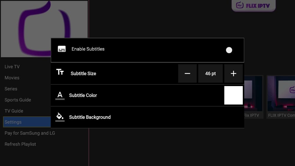 flix iptv settings